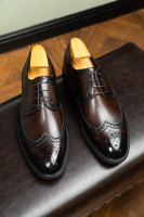 Chaussures Derby pour hommes sculptées à la main, chaussures habillées en cuir gravé vintage à lacets, chaussures de ville formelles, décontractées et élégantes pour le quotidien