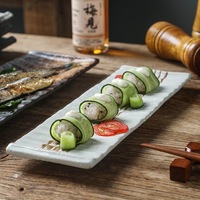 Assiette à sushi en porcelaine de style japonais, 12-14 pouces, rectangulaire, plat à sashimi, passe au micro-ondes, pour restaurant, izakaya, restauration