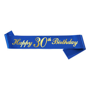 وشاح عيد ميلاد سعيد باللون الأزرق الملكي مع حروف ذهبية لتزيين حفلات أعياد ميلاد الرجال ومستلزمات الهدايا - Product Image 2