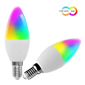 Homekit lampu lilin LED cerdas, bohlam lilin E14 sentuh dapat diredupkan WIFI kontrol suara