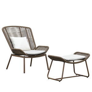 Durable Outdoor Patio Furniture PE Rattan Garden <strong>Chair</strong> <strong>with</strong> <strong>Footstool</strong> for Beach Hiking Garden - Product Image 4