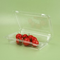 Boîtes d'emballage en plastique transparentes pour myrtilles, avec étiquette personnalisée, type clamshell, pour fruits, pâtisseries, sandwichs, aliments