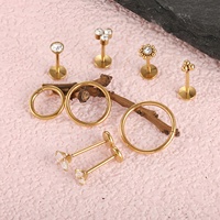 Juego de 10 Piercings Labiales de Acero Inoxidable 20G Estilo Push-Pin con Zirconia Incrustada, Venta al Por Mayor