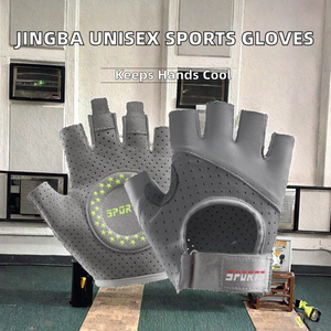 Gants de sport unisexes JINGBA OEM/ODM antidérapants, respirants, demi-doigts, pour musculation et moto, en spandex, caoutchouc et éponge - Product Image 2