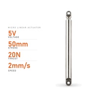 Actionneur linéaire micro-électrique à brosse 8 mm, moteur à engrenages planétaires auto-bloquant 5V CC, course 50 mm, 20N, IP56, pour serrures intelligentes, robots DIY et ventilateurs