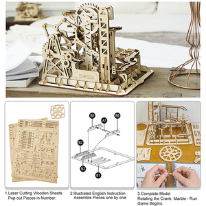 <span class=keywords><strong>Robotime</strong></span> <span class=keywords><strong>Rokr</strong></span> LG504, Juguete de Construcción de Engranajes Mecánicos, Circuito de Canicas, Rompecabezas 3D de Madera para Armar - Product Image 5