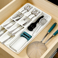 Boîte de rangement en plastique pour tiroir de cuisine, organiseur de couverts (couteaux, fourchettes, baguettes), plateau de tri, rangement compartimenté pour la maison