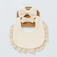 Ensemble cadeau pour bébé : écharpe et bandeau à nœud pour nouveau-né, décoration en dentelle à volants, bandeau d'allaitement en coton doux pour bébé