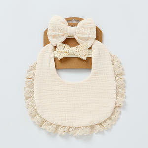 مريلة قطنية شاش مزدوجة الجانب 2 طفل رضيع فتاة رضيعة طفل رضيع بتجشؤ ملابس أطفال مريلة بأقواس - Product Image 6