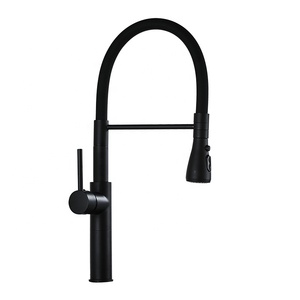 Robinet de cuisine monocommande monofilaire en silicone noir, mitigeur eau chaude et froide, flexible et extractible AT9964B-DX - Product Image 5