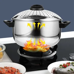 Stainless Steel Multifunction Pot With Lid Deep Fryer With Basket Steamer  French Fries Soup Noodle Induction Cooker Gas Kitchen