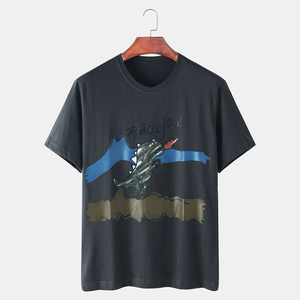 T-shirts pour hommes à col rond 100% coton, haute qualité, logo personnalisé, vêtements de fitness, t-shirt à manches courtes, prix de gros - Product Image 1