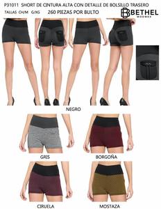 Shorts Rethil de Cintura Alta con Bolsillo Trasero, Tejido de Poliéster y Spandex, Shorts Casuales para Mujer, Tallas S M L XL - Product Image 3