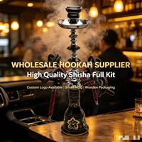 Ensemble de chicha portable en verre acrylique avec quatre tuyaux et finition miroir