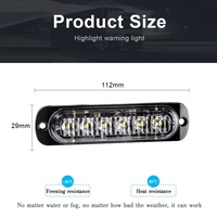 Feu stroboscopique à 6LED pour voiture, lumière d'avertissement, clignotant, lampe d'urgence pour remorque, camion automobile, phare latéral pour moteur