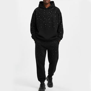 Conjunto Deportivo Extra Grande con Pedrería, Estilo Holgado, Sudadera con Capucha y Cordón, Pantalones Deportivos, Conjunto Deportivo Extra Grande con Pedrería - Product Image 1