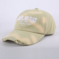 Casquette de baseball non structurée à 6 panneaux, effet vieilli et bords effilochés, avec logo personnalisé, style rétro délavé, casquette de sport, casquette vintage personnalisée effet Monkey Spray, casquette Dad Hat
