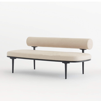 Banc en bois massif de style italien avec dossier simple, moderne, pour chambre à coucher, pied de lit, salon, usage commercial, en tissu décontracté