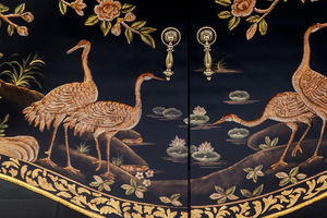 Avrupa klasik yatak odası komodin mobilya çiçek ve kuşlar komodin iki çekmeceli ve çift kapılı Bedstand ahşap - Product Image 5