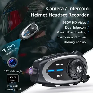 Q29 Casque <span class=keywords><strong>Interphone</strong></span> 1080P HD Caméra <span class=keywords><strong>Sans</strong></span> <span class=keywords><strong>Fil</strong></span> Super Grand Angle Objectif Étanche WiFi Enregistreur Vidéo LED Batterie In-Ear JL - Product Image 1
