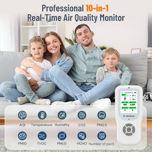 Testeur de qualité de l'air et de la pollution avec capteur de température et d'humidité, mesure de la poussière micronique PM2.5/PM10/PM1.0, des <span class=keywords><strong>gaz</strong></span> TVOC et du formaldéhyde - Product Image 6