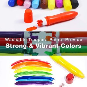 Pintura Tempera Lavable No Tóxica, Kit de Pintura para Manualidades Infantiles de 12 Piezas, 24 ml 28 ml, Pinturas para Pósteres a Base de Agua Exprimibles - Product Image 2