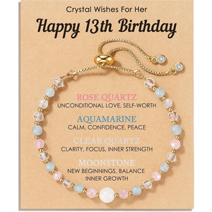 Bracelets à maillons tendance pour femmes en acier inoxydable avec cristaux naturels, quartz rose, pierre de lune, pierres de guérison, <span class=keywords><strong>bijoux</strong></span>, bracelet perlé - Product Image 1