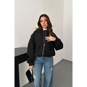 Chaquetas Bomber Negras con Parches para Mujer al por Mayor - Product Image 5