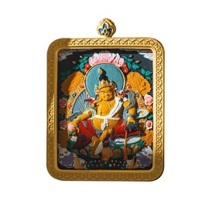 Thangka tibétain en tissu, peint à la main, Wipe Tang Khazakiram, Cinq Maîtres, Huit Zodiaques, Grand Ciel Noir, Pu Xian, Tara Verte, Manjusri - Product Image 5