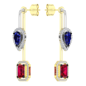 Pendientes de Plata de Ley 925 con Baño de Rodio y Circonita Cúbica Azul en Forma de Pera, Diseño Halo, para Mujer, Ideales para Bodas, Fiestas o Regalos - Product Image 5