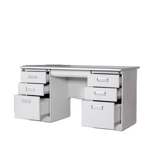 โต๊ะทำงานแล็ปท็อปโลหะสีขาวทันสมัยขนาดเล็กพร้อมลิ้นชัก3อันโต๊ะคอมพิวเตอร์ในสำนักงาน - Product Image 3