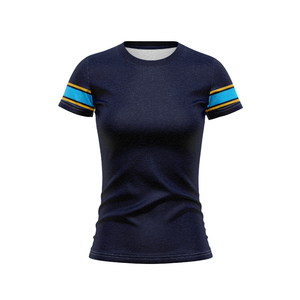 Women's Slim-Fit Smooth Sublimation Rugby Jersey, Custom Embroidered Green Red Striped NRL <b>T</b>-Shirt for AU NZ Fans - Product Image 4