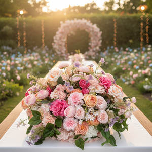 Décorations de Quinceañera en soie, centres de <span class=keywords><strong>table</strong></span> de mariage, chemin de <span class=keywords><strong>table</strong></span> en soie bordeaux artificielle pour baby shower, ensembles de décoration de fête - Product Image 6