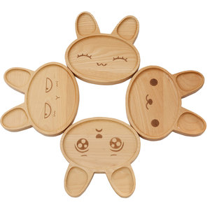 Bandeja Infantil de Madera de Haya con Forma de Conejo de Dibujos Animados, 2 cm de Grosor, con Superficie Pintada Transparente - Product Image 2