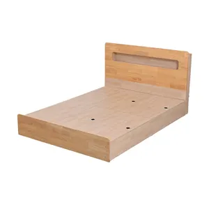 Home Hotel Bedroom Furniture Solid Wood Bedstead Full King Queen Size oak Twin Bed Bedframe