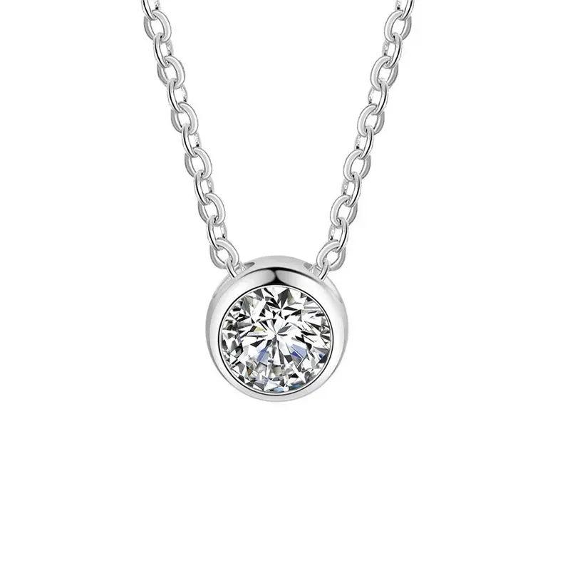 925 sterling silver new round shape pendant jewelry moissanite necklaces for women