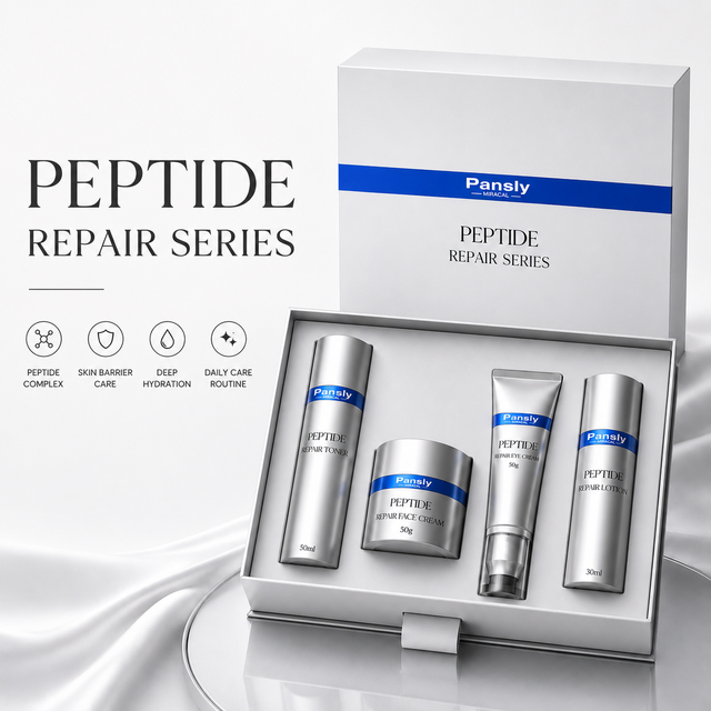 Peptide Repair Anti-aging Series Private Label Facial Skin Care Gift Set with Hydrating Toner Lotion Cream and Eye Cream