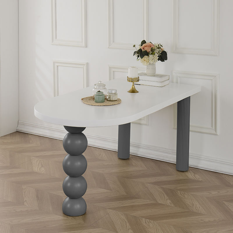 Bureau laqué blanc + pieds gris