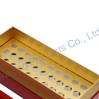 Boîte d'emballage rigide en carton rouge et or pour liquide oral avec couvercle coulissant, boîte en papier avec insert en feuille d'or
