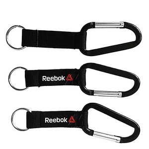 Wholesale MEGA Brand Custom Logo Letterpress Printed Eco-Friendly EU Standard Polyester Webbing Short Sports Carabiner Keychain
