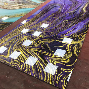 แผ่นกระจกคอมโพสิตขนาดใหญ่ ลายท้องฟ้าเต็มดาวสีม่วง พร้อมดีเทลสีทองเงา สำหรับตกแต่งผนังและพื้นในโรงแรมหรูและบ้าน - Product Image 2