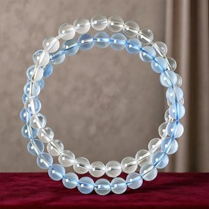 Pulsera Moderna Redonda de Cristal Azul Natural, Cuentas Transparentes, Alivio del Estrés, Sanación Espiritual, Comunicación, Piedra de la Suerte - Product Image 4