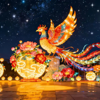 Lanterne Phénix personnalisée OEM, grande taille, LED extérieure pour spectacle de mariage