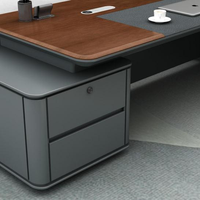 Ensemble de bureau pour la maison moderne CEO Spanish Art Style noyer réglable avec détails en cuir brossé
