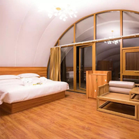 Struktur Tenda Kubah Membran Glamping Pod Dengan Rangka Baja & Penutup Atap PVDF untuk Retret Liburan Mewah