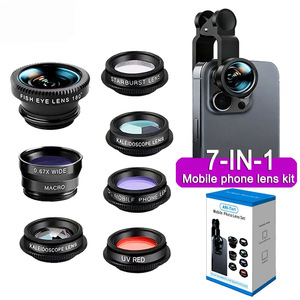 7 In 1 Mobile Phone Lens Kit Interchangeable Optical Glass Macro Fisheye Wide Angle Universal External Photography Lenses - Product Image 1
