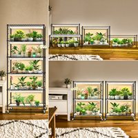 Support réglable et roues pour plantes étagère pour plantes de bricolage avec lumières de croissance étagère pour lumières de croissance à spectre complet pour le démarrage des semences