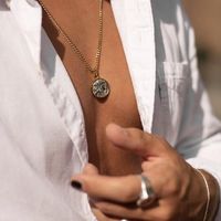 Collier de mythologie grec et romain pour hommes, collier de pièce de monnaie de Zeus bicolore en acier inoxydable, bijoux imperméables