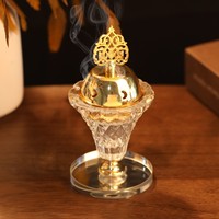 Ornements de brûleurs en verre de luxe léger, exquis et élégants, vente en gros par les fabricants Golden Alaba Home