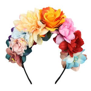 Diadema de Flores de Rosa Simuladas Estilo <span class=keywords><strong>Mexicano</strong></span>, Corona para el Día de Muertos, Halloween, Diadema Colorida con Estambres, Aro para el Cabello, Unisex, a la Moda - Product Image 2